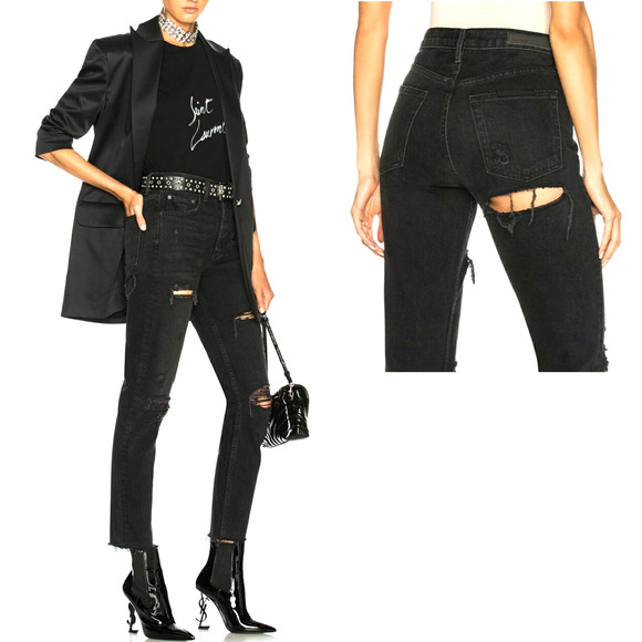 GRLFRND Denim - GRLFRND The Karolina distressed high rise skinny jeans Travelin Band Sz 24 NEW